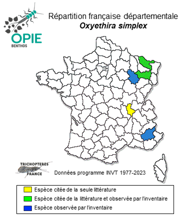 Carte de distribution de Oxyethira simplex Ris, 1897