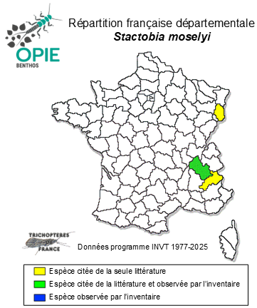 Carte de distribution de Stactobia moselyi Kimmins, 1949