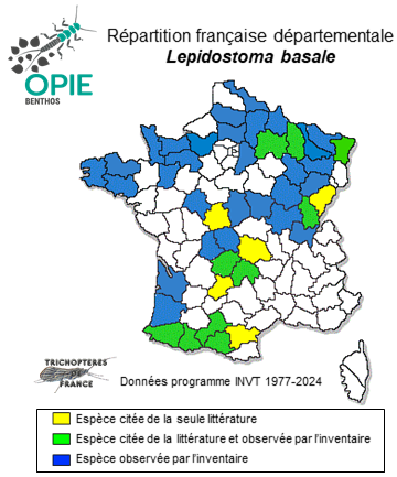 Carte de distribution de Lepidostoma basale (Kolenati, 1848)