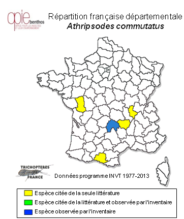 Carte de distribution de Athripsodes commutatus (Rostock, 1874)