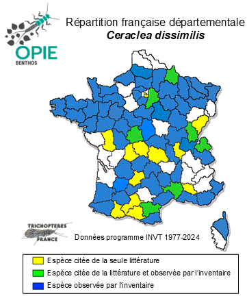 Carte de distribution de Ceraclea dissimilis (Stephens, 1836)