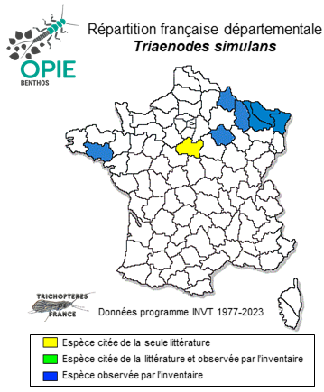 Carte de distribution de Triaenodes simulans (Tjeder, 1929)