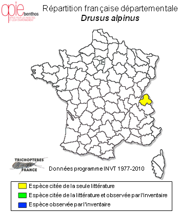 Carte de distribution de Drusus alpinus (Meyer-Dür, 1875)