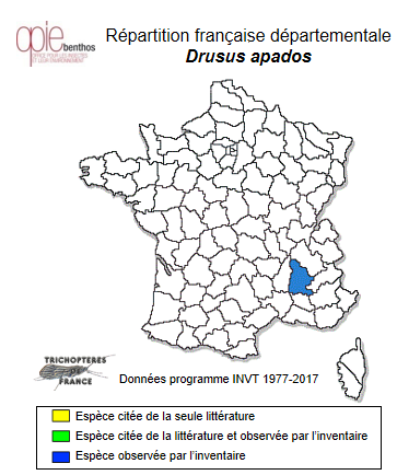 Carte de distribution de Drusus apados Oláh & Coppa, 2017