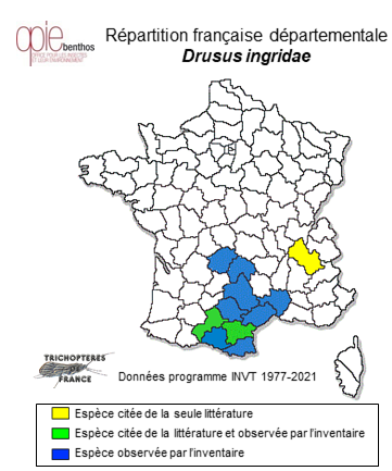 Carte de distribution de Drusus ingridae Sipahiler,1993