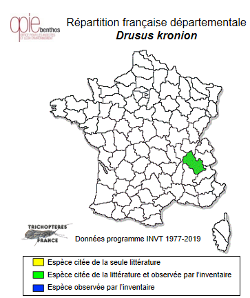 Carte de distribution de Drusus kronion Malicky, 2002