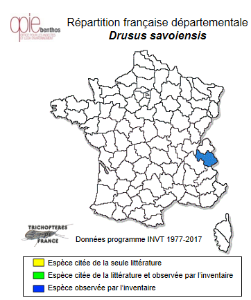 Carte de distribution de Drusus savoiensis Coppa & Oláh, 2017