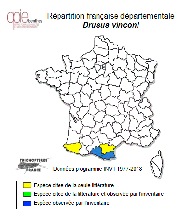 Carte de distribution de Drusus vinconi Sipahiler, 1992