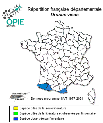 Carte de distribution de Drusus visas Oláh & Coppa, 2016