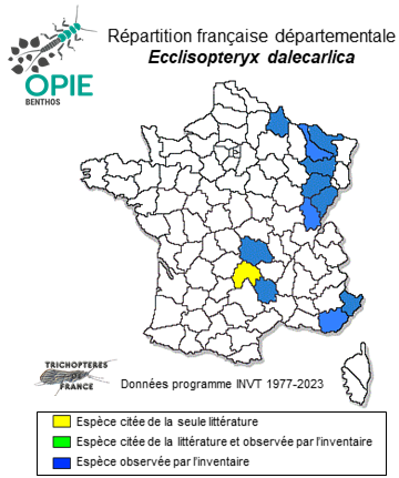Carte de distribution de Ecclisopteryx dalecarlica Kolenati, 1848