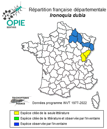 Carte de distribution de Ironoquia dubia (Stephens, 1837)