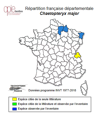 Carte de distribution de Chaetopteryx major MacLachlan, 1876