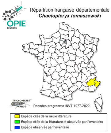 Carte de distribution de Chaetopteryx tomaszewski Moretti, 1991