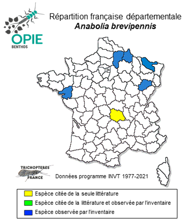 Carte de distribution de Anabolia brevipennis (Curtis, 1834)