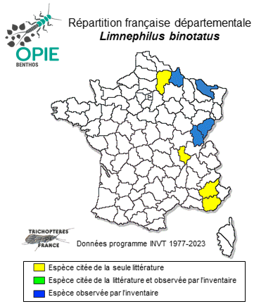 Carte de distribution de Limnephilus binotatus Curtis, 1834