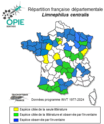 Carte de distribution de Limnephilus centralis Curtis, 1834