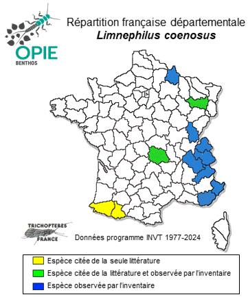 Carte de distribution de Limnephilus coenosus Curtis, 1834