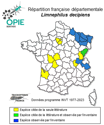 Carte de distribution de Limnephilus decipiens (Kolenati, 1848)