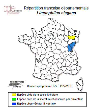 Carte de distribution de Limnephilus elegans Curtis, 1834