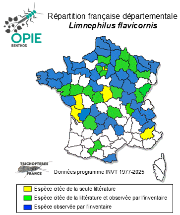 Carte de distribution de Limnephilus flavicornis (Fabricius, 1787)