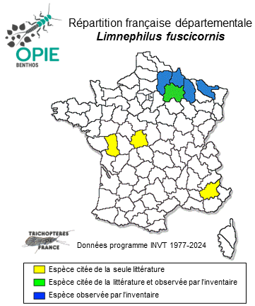 Carte de distribution de Limnephilus fuscicornis Rambur, 1842