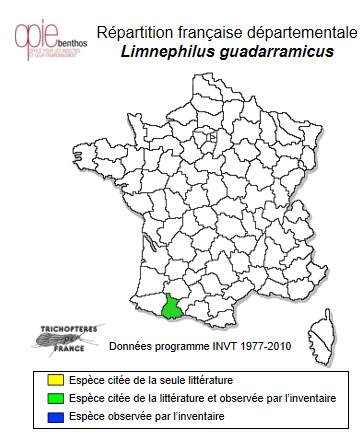 Carte de distribution de Limnephilus guadarramicus Schmid, 1955