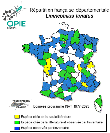 Carte de distribution de Limnephilus lunatus Curtis, 1834