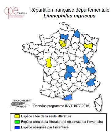 Carte de distribution de Limnephilus nigriceps (Zetterstedt, 1840)