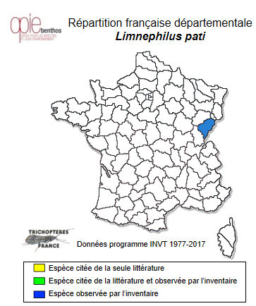 Carte de distribution de Limnephilus pati O'Connor, 1980