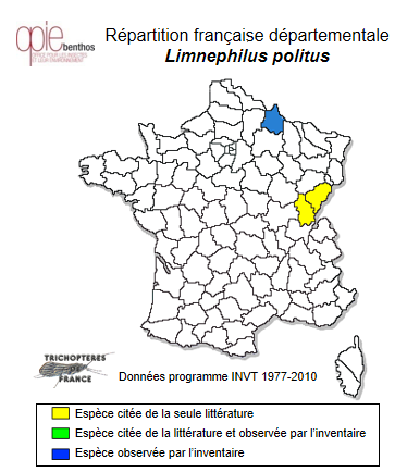 Carte de distribution de Limnephilus politus MacLachlan, 1865