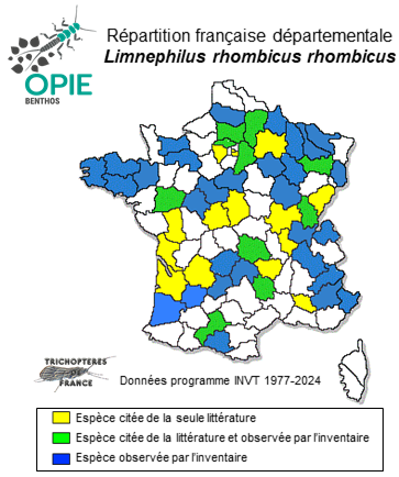 Carte de distribution de Limnephilus rhombicus rhombicus (Linnæus, 1758)