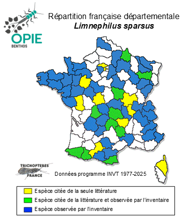 Carte de distribution de Limnephilus sparsus Curtis, 1834