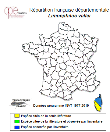 Carte de distribution de Limnephilus vallei Malicky, 2004