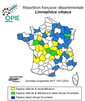 Carte de distribution de Limnephilus vittatus (Fabricius, 1798)