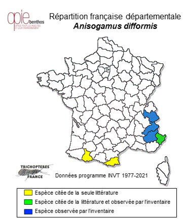 Carte de distribution de Anisogamus difformis (MacLachlan, 1867)