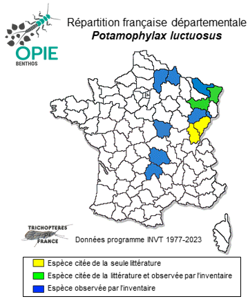 Carte de distribution de Potamophylax luctuosus  (Piller & Mitterpacher, 1783)