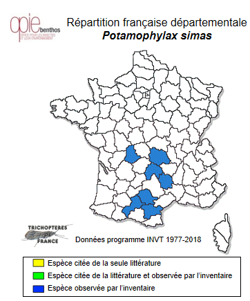 Carte de distribution de Potamophylax simas Oláh & Coppa, 2013