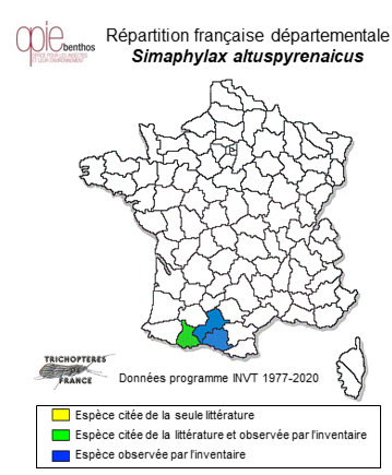 Carte de distribution de Simaphylax altuspyrenaicus (Botosaneanu, 1994)
