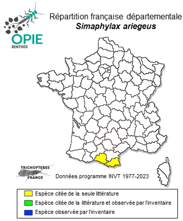 Carte de distribution de Simaphylax ariegeus Oláh, Kovács & Vinçon, 2022