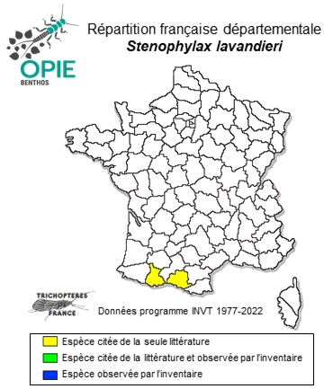 Carte de distribution de Stenophylax lavandieri (Décamps, 1972)