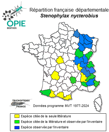 Carte de distribution de Stenophylax nycterobius (MacLachlan, 1875)
