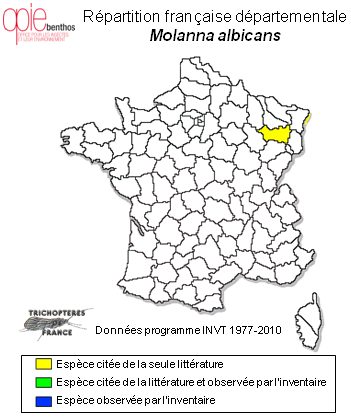 Carte de distribution de Molanna albicans (Zetterstedt, 1840)