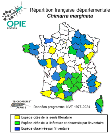 Carte de distribution de Chimarra marginata (Linné, 1767)