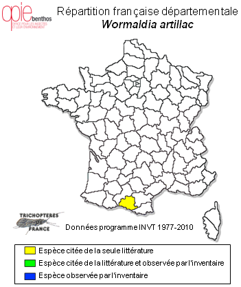Carte de distribution de Wormaldia artillac Sipahiler, 1999