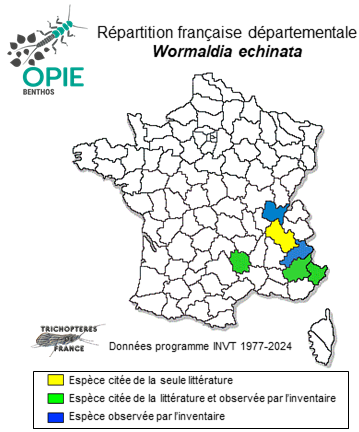 Carte de distribution de Wormaldia echinata Tobias, 1995