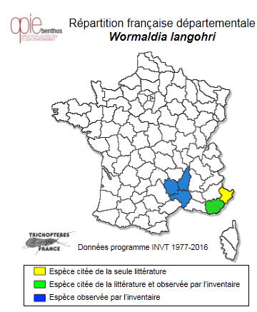 Carte de distribution de Wormaldia langohri Botosaneanu & Giudicelli, 2001