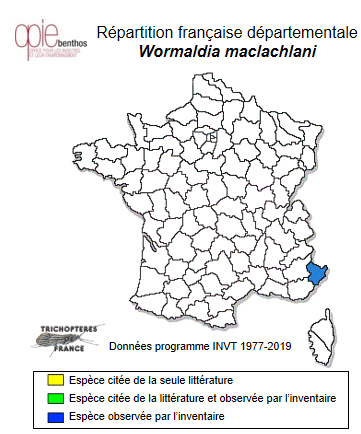 Carte de distribution de Wormaldia maclachlani Kimmins, 1953