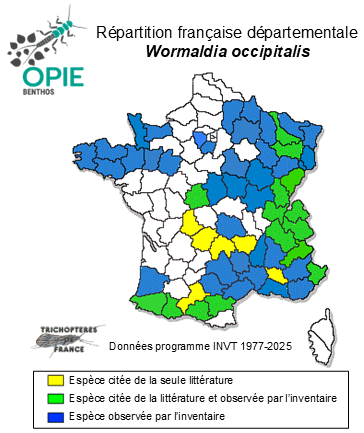 Carte de distribution de Wormaldia occipitalis (Pictet, 1834)