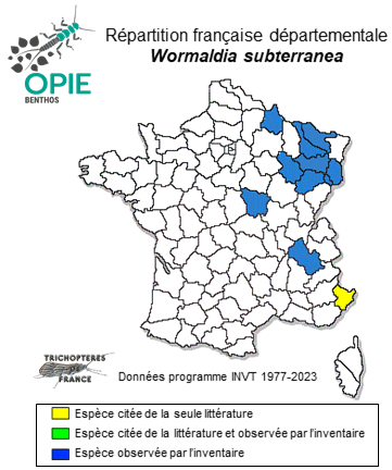 Carte de distribution de Wormaldia subterranea Radovanovic, 1932