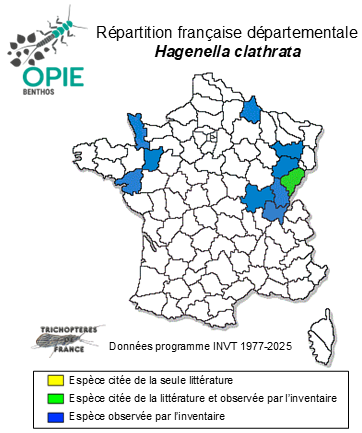 Carte de distribution de Hagenella clathrata Kolenati, 1848